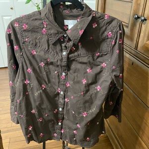 Christopher banks,  embroidered cotton shirt.